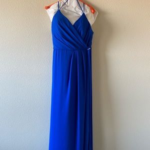 Double-Strap Long Georgette Bridesmaid Wrap Dress